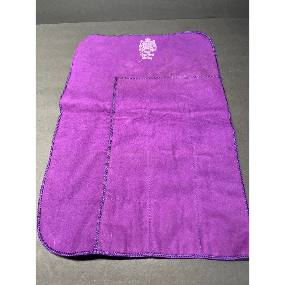 Royal Crest Sterling Silverware Storage Roll Purple Tarnish Resistant Felt Wrap